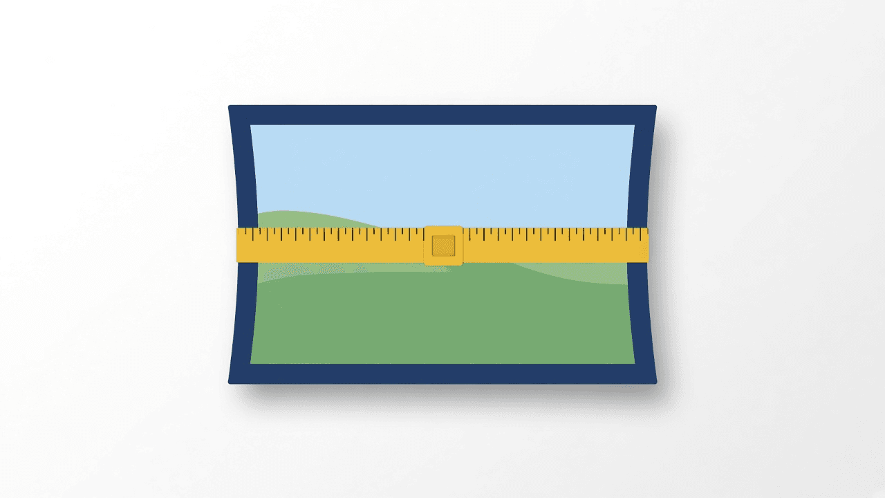 Flat illustration: a photo cinched with a mustard measuring tape